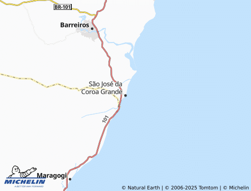 MICHELIN São José da Coroa Grande map - ViaMichelin