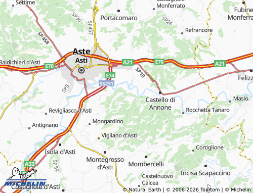Mapa MICHELIN Azzano d'Asti - ViaMichelin