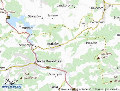 MICHELIN Budzów map - ViaMichelin