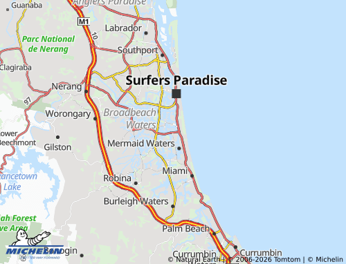 Mappa MICHELIN Broadbeach Waters - ViaMichelin