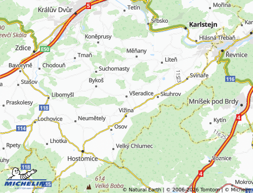 Mappa MICHELIN Všeradice - ViaMichelin