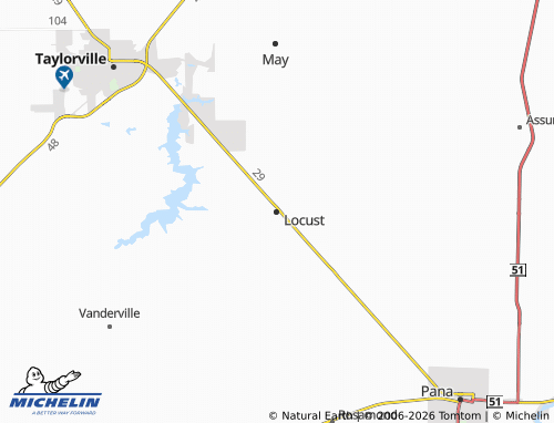 Carte MICHELIN Locust - ViaMichelin
