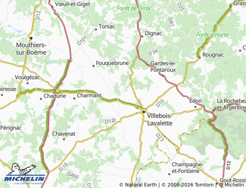 MICHELIN Magnac-Lavalette-Villars map - ViaMichelin