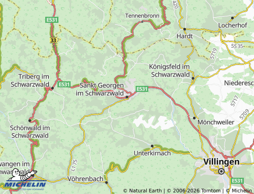 MICHELIN-Landkarte Sankt Georgen im Schwarzwald - ViaMichelin