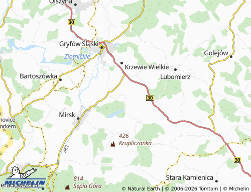 MICHELIN Młyńsko map - ViaMichelin