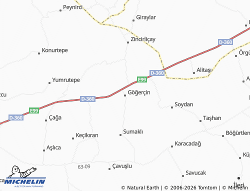 MICHELIN-Landkarte Göğerçin - ViaMichelin