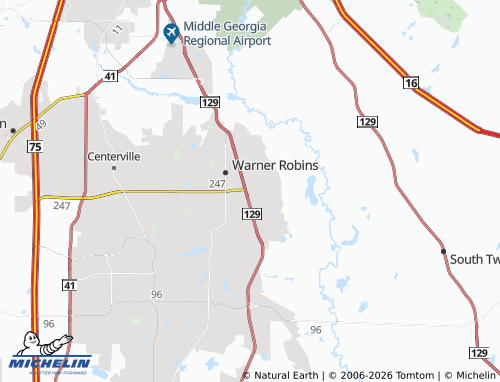 Kaart MICHELIN Robins Air Force Base - ViaMichelin