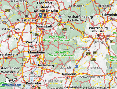 Kaart MICHELIN Odenwaldkreis - ViaMichelin