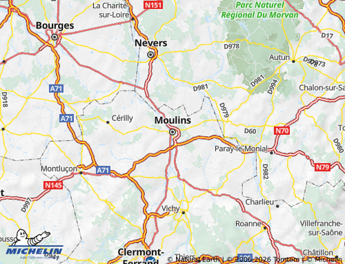 Mappa MICHELIN Allier - ViaMichelin