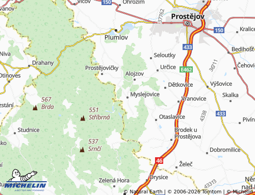 Mappa MICHELIN Myslejovice - ViaMichelin
