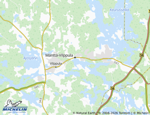 Kaart MICHELIN Mänttä-Vilppula - ViaMichelin