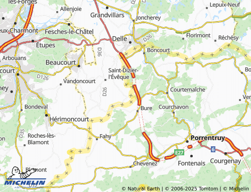 Carte MICHELIN Villars-le-Sec - ViaMichelin
