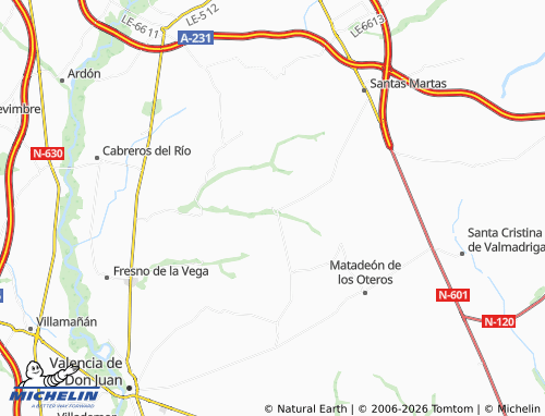 MICHELIN Gusendos de los Oteros map - ViaMichelin