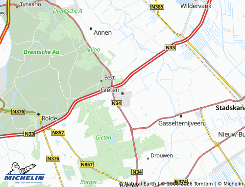 Kaart MICHELIN Gieten - ViaMichelin