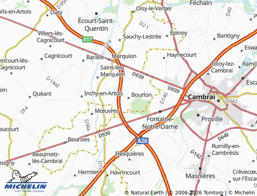 MICHELIN-Landkarte Bourlon - ViaMichelin