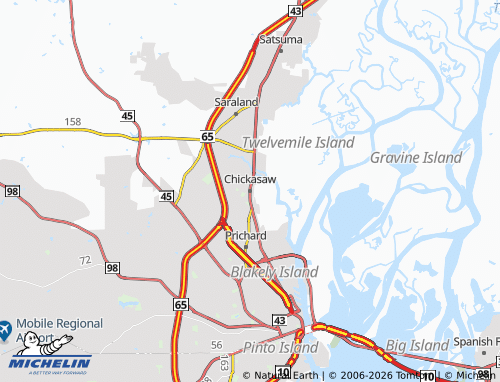 Kaart MICHELIN Chickasaw - ViaMichelin