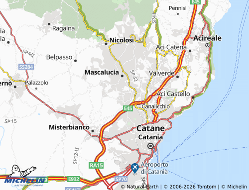 MICHELIN Gravina di Catania map - ViaMichelin