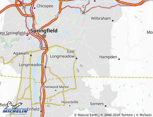 Carte MICHELIN East Longmeadow - ViaMichelin