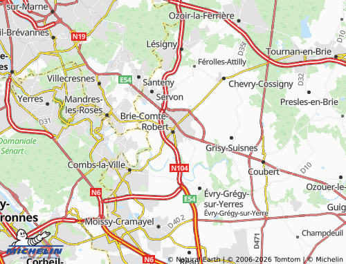 Mappa MICHELIN Brie-Comte-Robert - ViaMichelin