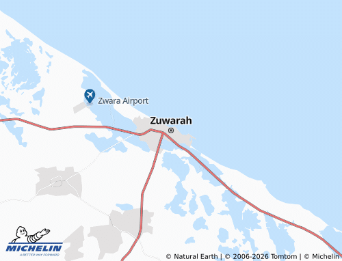 MICHELIN Zuwarah map - ViaMichelin