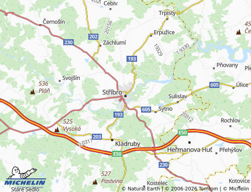 Mapa MICHELIN Stříbro - ViaMichelin