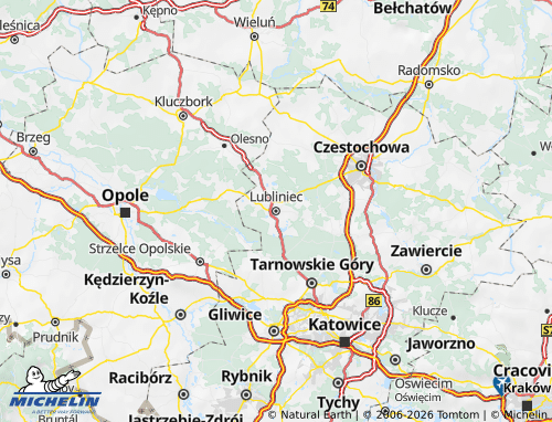 MICHELIN Lubliniecki map - ViaMichelin
