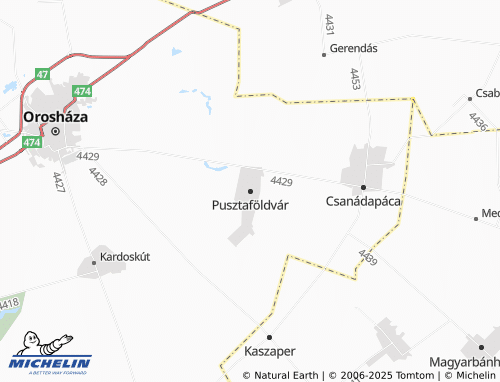 MICHELIN Pusztaföldvár map - ViaMichelin
