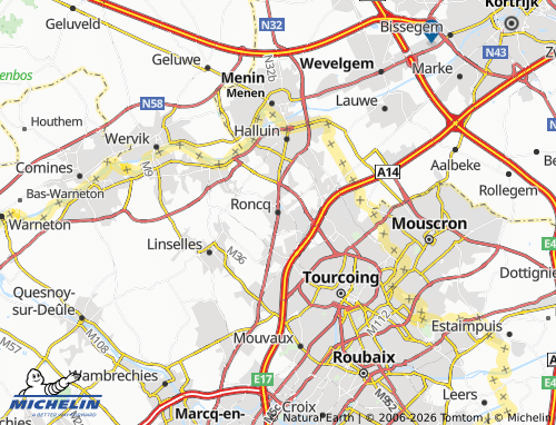 MICHELIN Roncq map - ViaMichelin