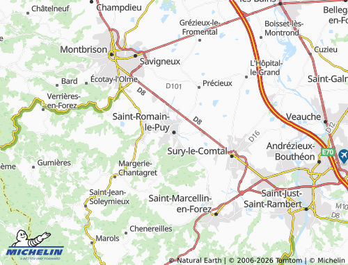 Carte MICHELIN Saint-Romain-le-Puy - ViaMichelin