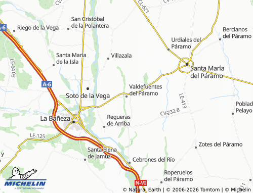 MICHELIN Valdefuentes del Páramo map - ViaMichelin