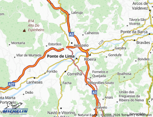 MICHELIN Ponte de Lima map - ViaMichelin