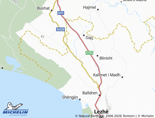 MICHELIN Gjadër map - ViaMichelin