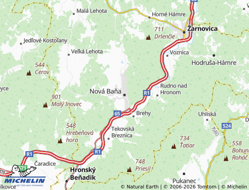 MICHELIN-Landkarte Nová Baňa - ViaMichelin