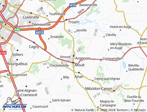 MICHELIN Argences map - ViaMichelin