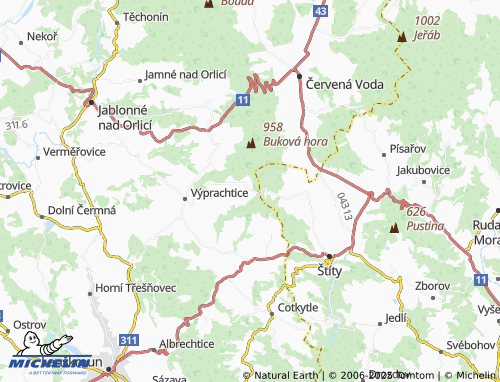 MICHELIN Valteřice map - ViaMichelin