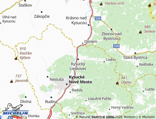 Carte MICHELIN Kysucký Lieskovec - ViaMichelin