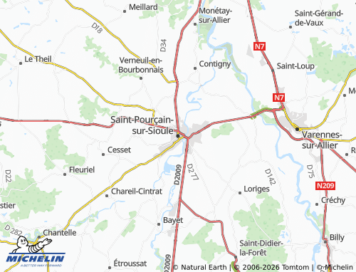 MICHELIN Saint-Pourçain-sur-Sioule map - ViaMichelin