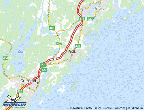 Mapa MICHELIN Fevik - ViaMichelin