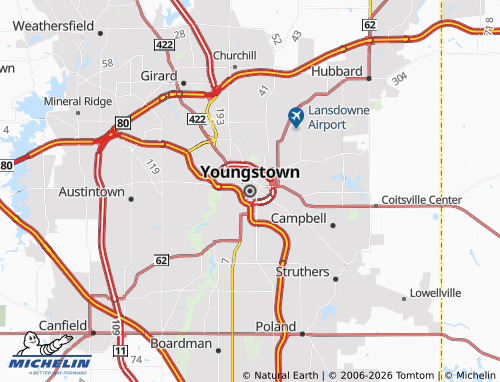 Mappa MICHELIN Youngstown - ViaMichelin