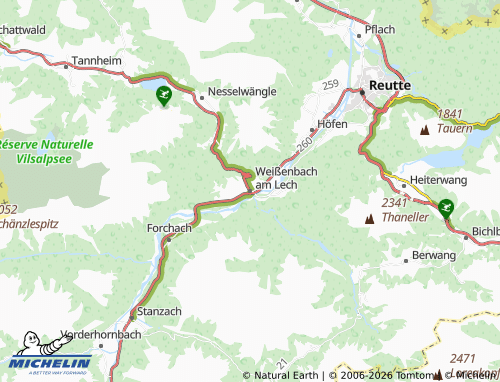 MICHELIN Weißenbach am Lech map - ViaMichelin