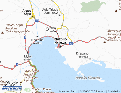 MICHELIN Nafplio map - ViaMichelin