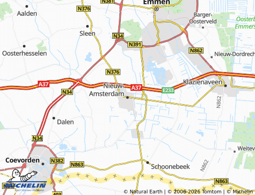 Carte MICHELIN Nieuw-Amsterdam - ViaMichelin
