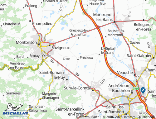 Carte MICHELIN Précieux - ViaMichelin