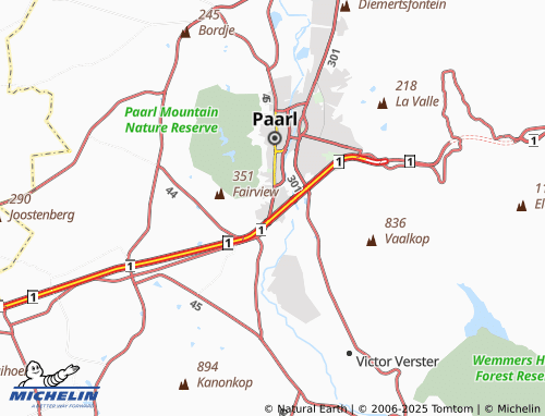 Carte MICHELIN Suider Paarl - ViaMichelin