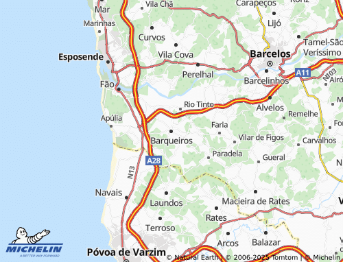 MICHELIN Barqueiros map - ViaMichelin