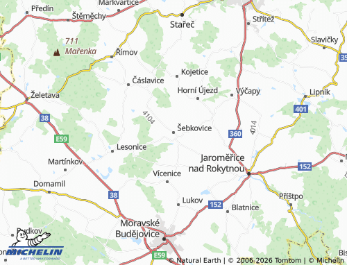 Mapa MICHELIN Šebkovice - ViaMichelin