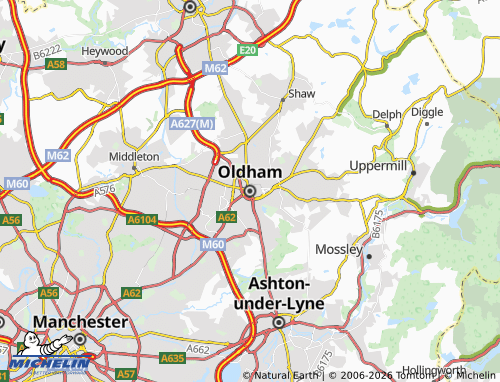 Carte MICHELIN Oldham - ViaMichelin