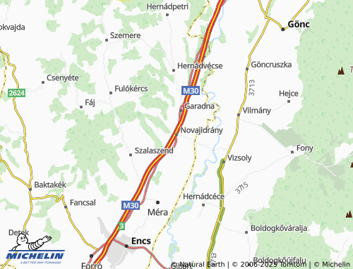 MICHELIN Novajidrány map - ViaMichelin