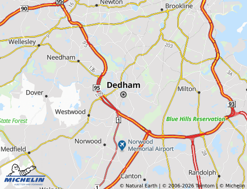 Kaart MICHELIN Dedham - ViaMichelin