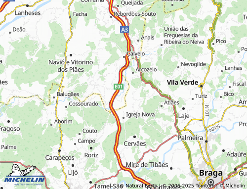 Mapa MICHELIN Associação de Freguesias do Vale do Neiva - ViaMichelin